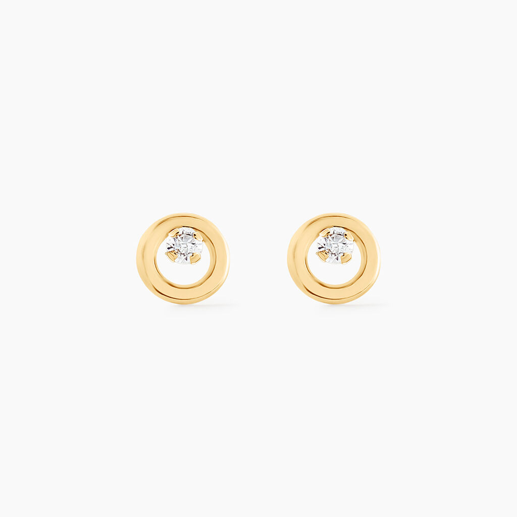 Boucles D'oreilles Puces Edmee Cercle Or Jaune Oxyde De Zirconium - Puces Femme | Marc Orian