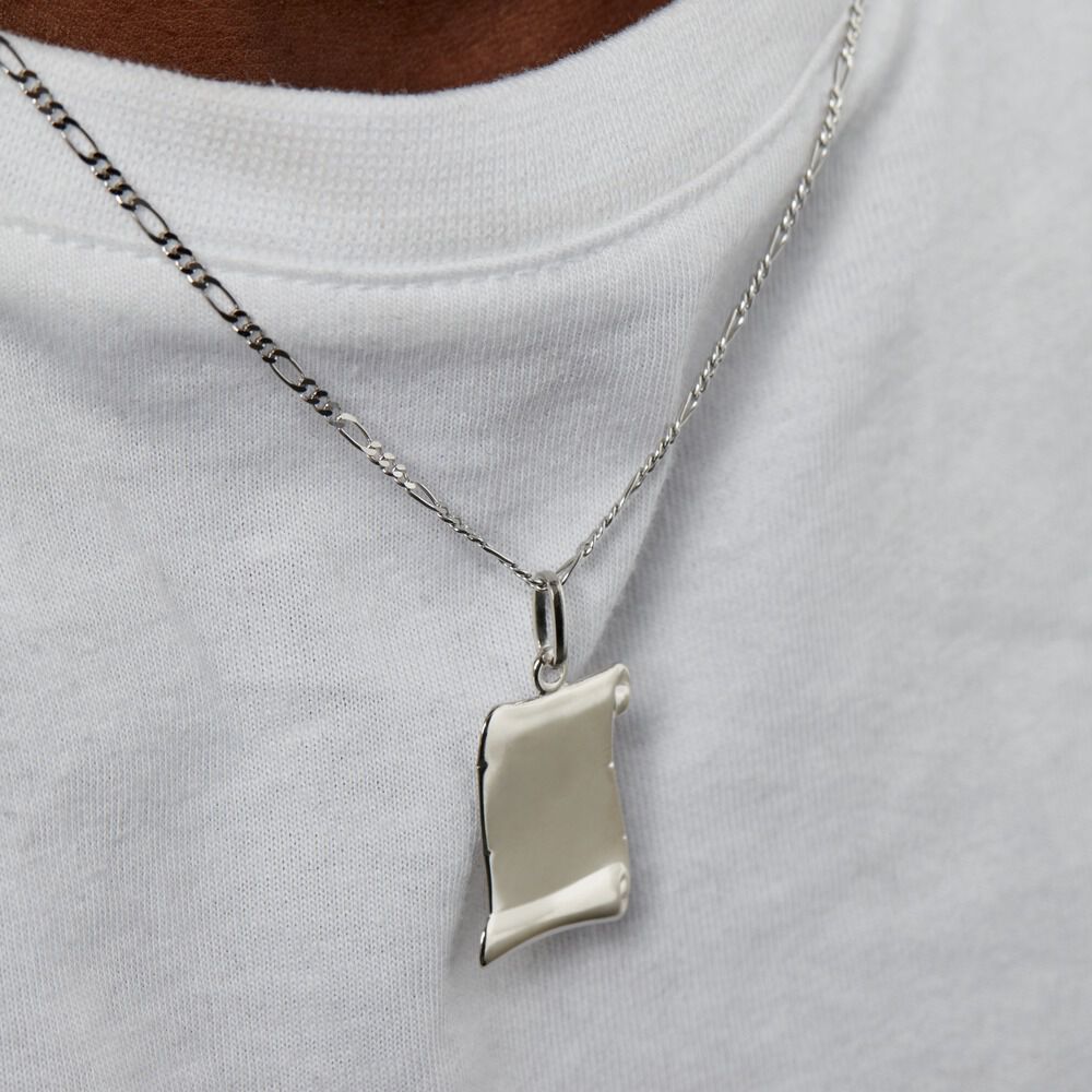 Pendentif Parchemin Argent Blanc - Bijoux personnalisés Homme | Marc Orian