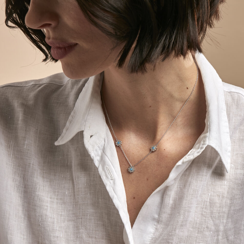 Collier Aurel Argent Blanc Turquoise Oxyde De Zirconium - Colliers avec pierres Femme | Marc Orian
