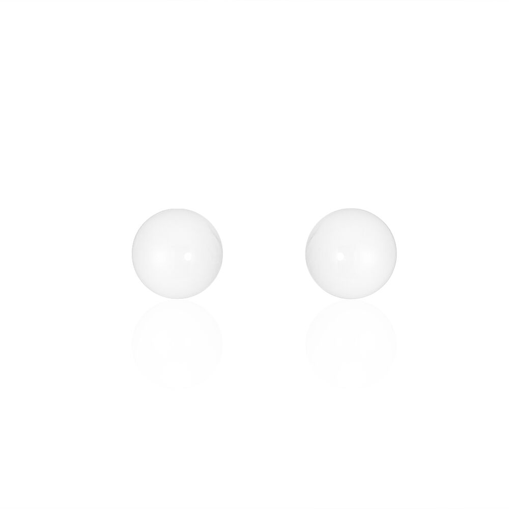 Boucles D'oreilles Puces Solene Argent Blanc Céramique - Puces Femme | Marc Orian