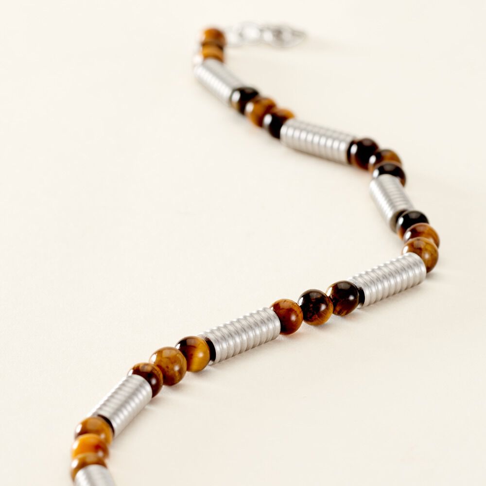 Bracelet Olek Acier Blanc Oeil De Tigre - Bracelets chaînes Homme | Marc Orian