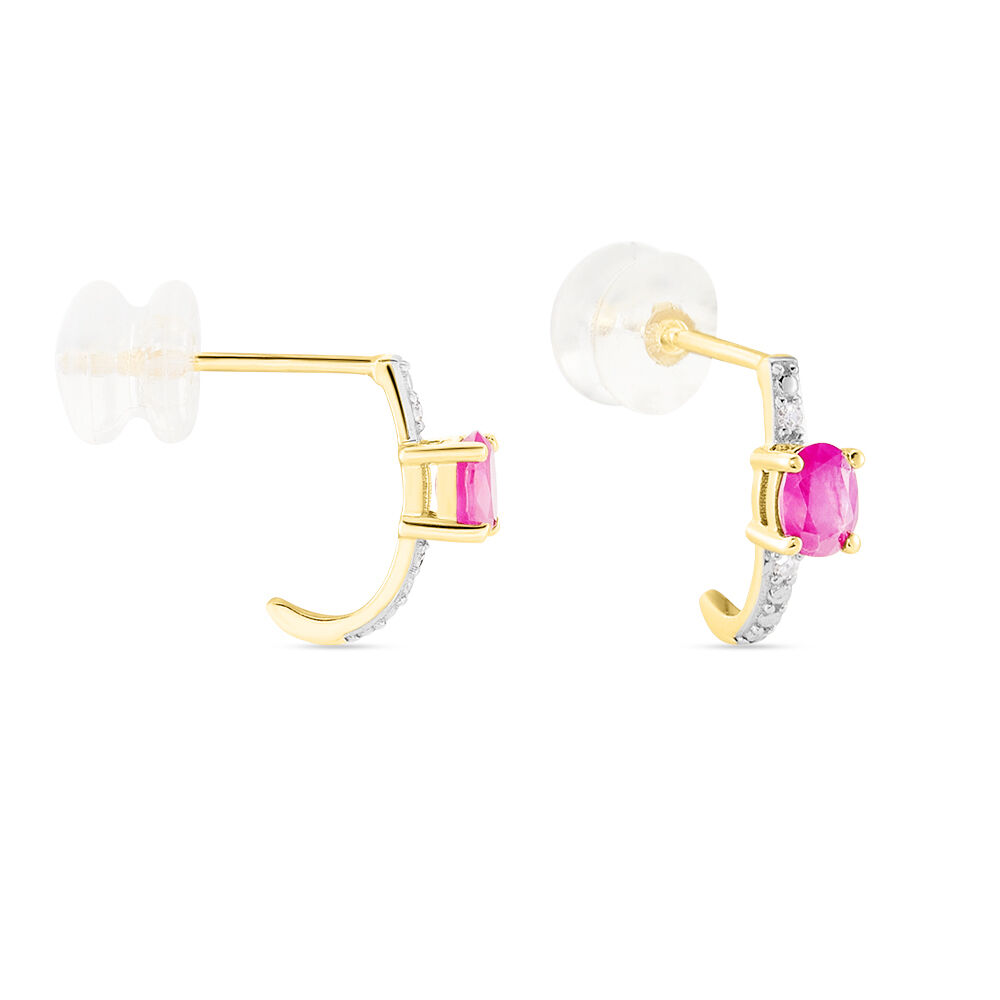 Demi Créoles Barrett Or Jaune Rubis Diamant - Créoles Femme | Marc Orian