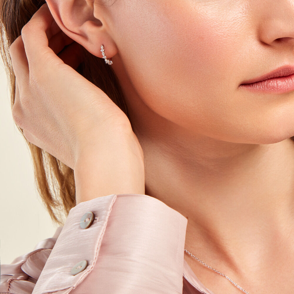 Créoles Naura Argent Blanc Oxyde De Zirconium - Créoles Femme | Marc Orian