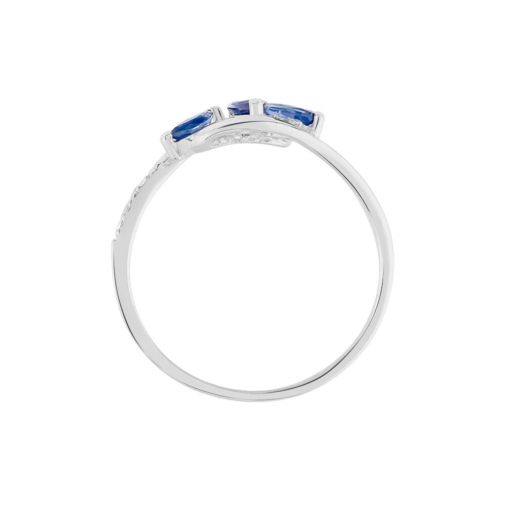 Bague Petale Or Blanc Saphir Et Diamant - Bagues fiançailles Femme | Marc Orian