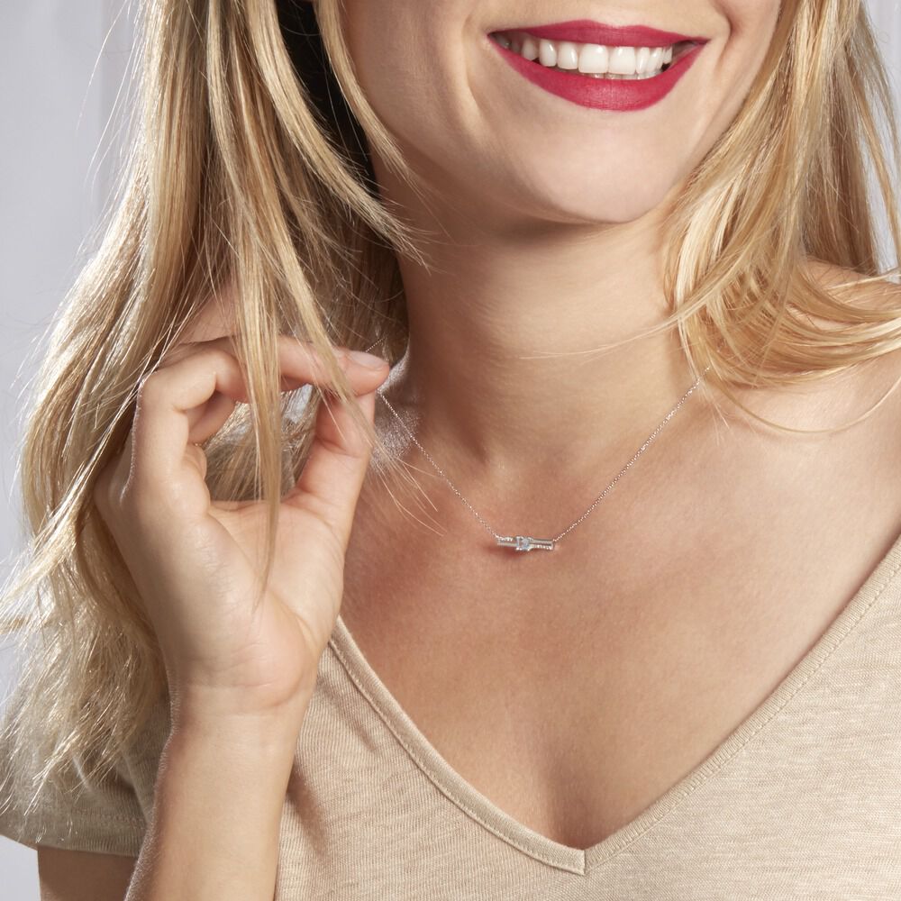 Collier Or Blanc Topaze Et Diamant - Colliers avec pierres Femme | Marc Orian