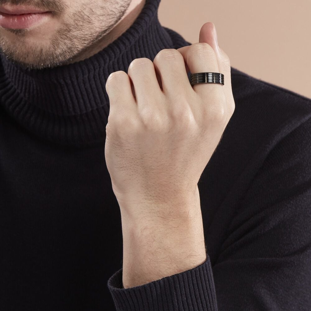 Bague Fabio Acier Noir - Bijoux fantaisie Homme | Marc Orian