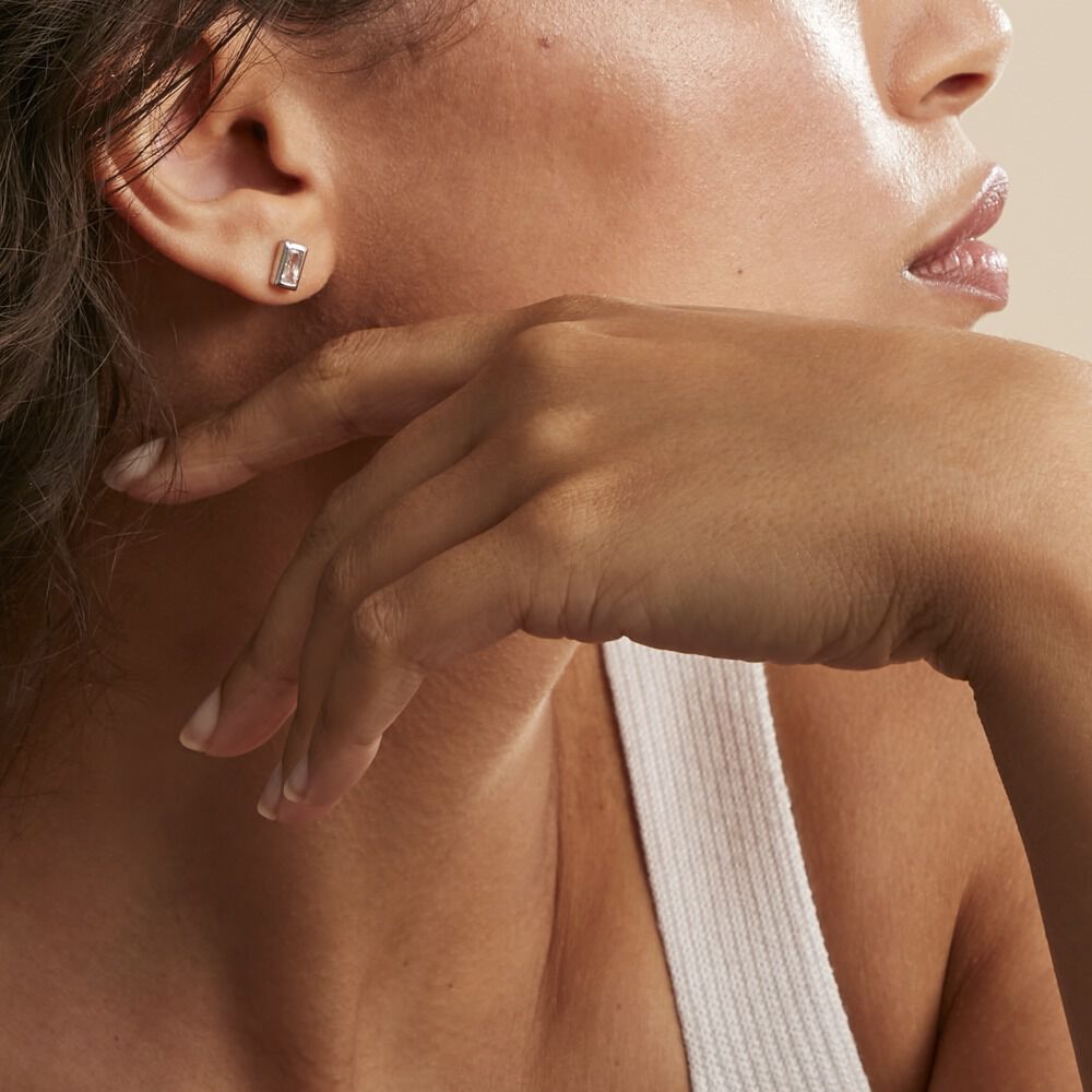 Boucles D'oreilles Puces Royale Argent Blanc Oxyde De Zirconium - Puces Femme | Marc Orian