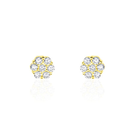 Boucles D'oreilles Puces Eleanor Fleur Or Jaune Oxyde De Zirconium - Puces Femme | Marc Orian
