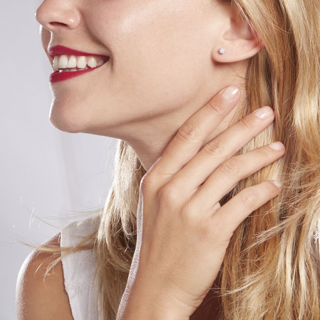 Boucles D'oreilles Puces Natalia Pl Platine Blanc Diamant - Boucles d'oreilles pierres précieuses Femme | Marc Orian