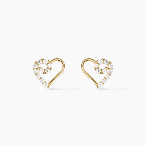 Boucles D'oreilles Puces Daria Cœur Or Jaune Oxyde De Zirconium - Puces Femme | Marc Orian