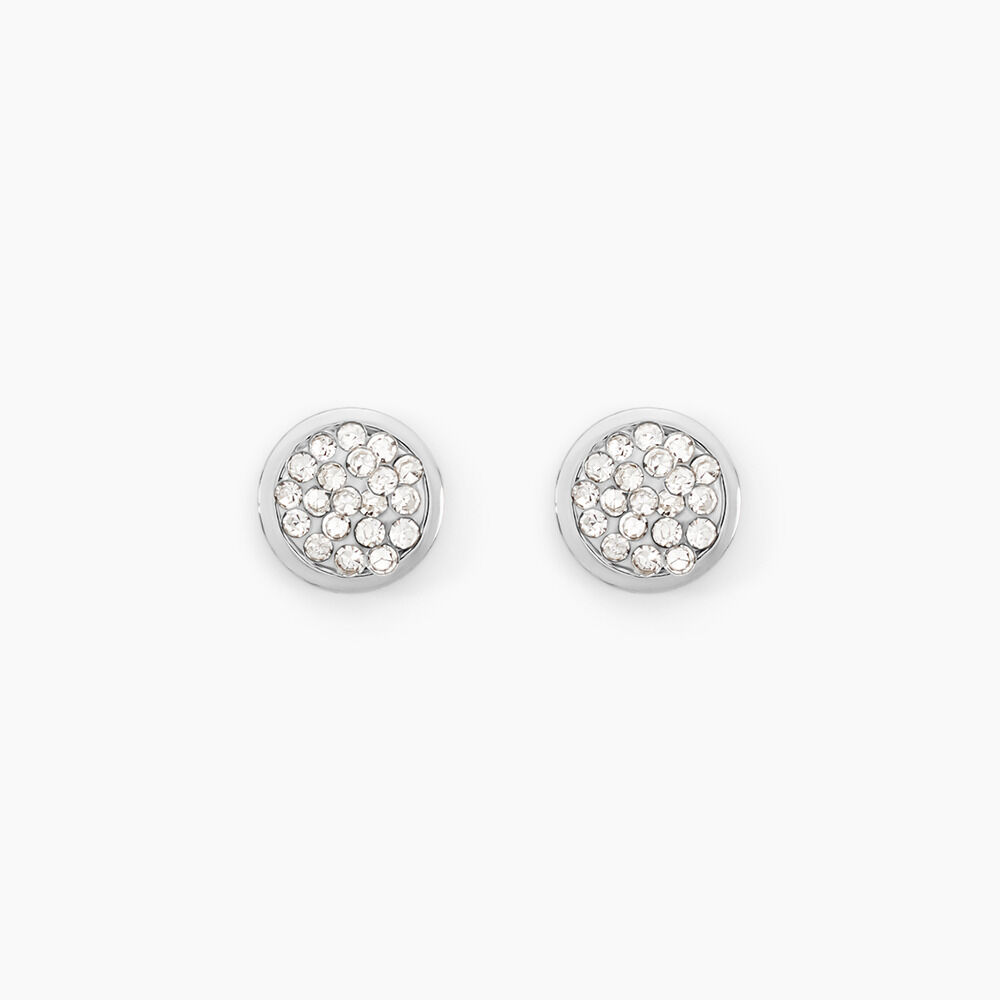 Boucles D'oreilles Puces Edmee Or Blanc Strass - Puces Femme | Marc Orian