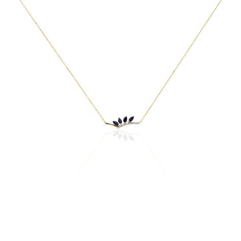 Collier Navette Or Jaune Saphir Diamant - Colliers avec pierres Femme | Marc Orian