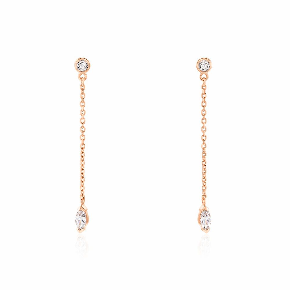 Boucles D'oreilles Pendantes Kenta Argent Rose Oxyde De Zirconium - Pendantes Femme | Marc Orian