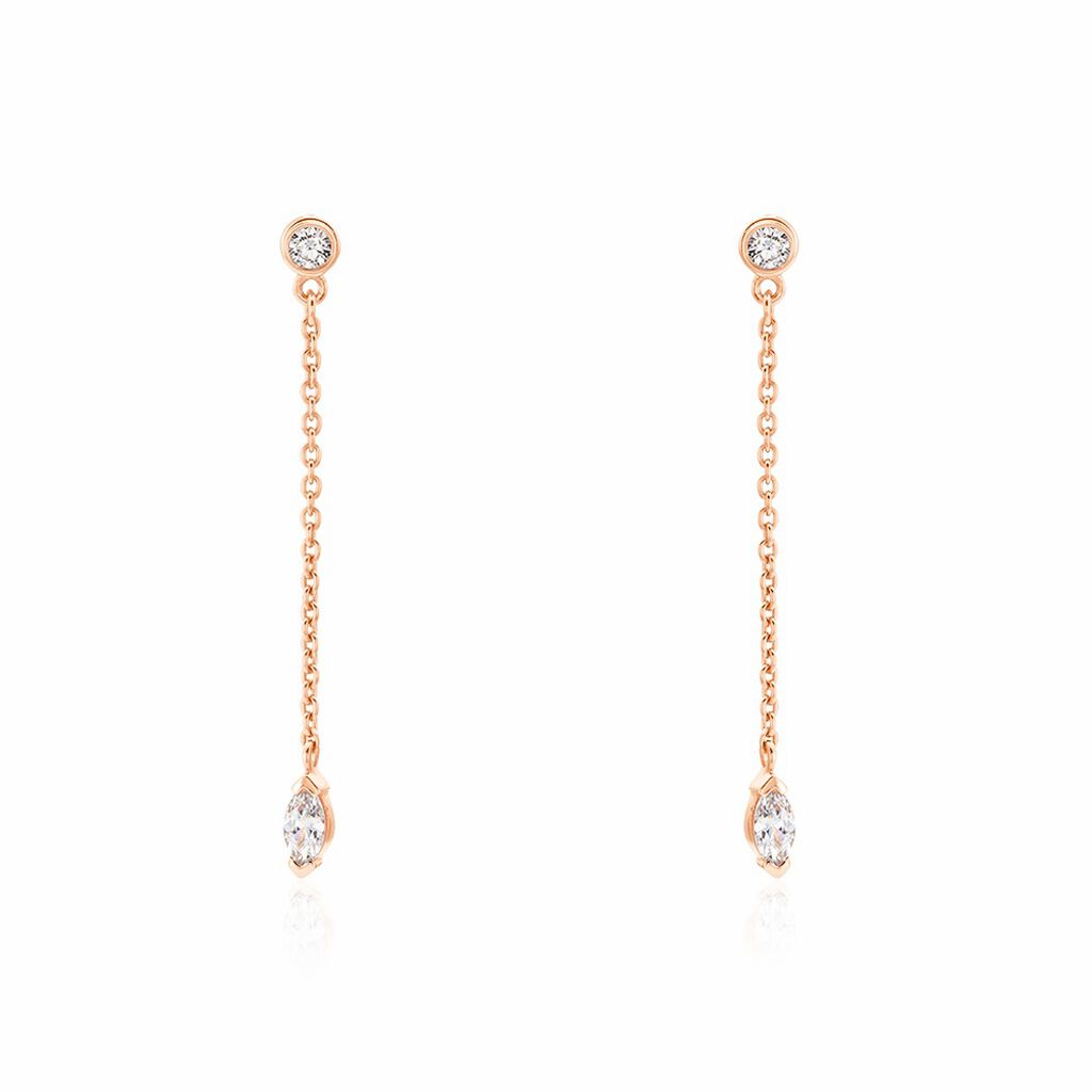 Boucles D'oreilles Pendantes Kenta Argent Rose Oxyde De Zirconium - Pendantes Femme | Marc Orian