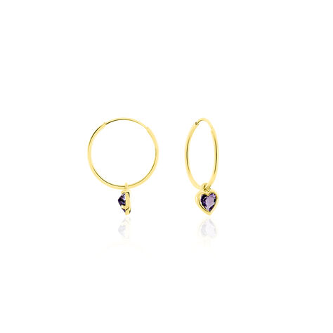 Cr&eacute;oles Marsie Coeur Or Jaune Amethyste - Boucles d'oreilles pampille Femme | Marc Orian