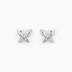 Boucles D'oreilles Puces Papillon Or Blanc Diamant - Puces Femme | Marc Orian