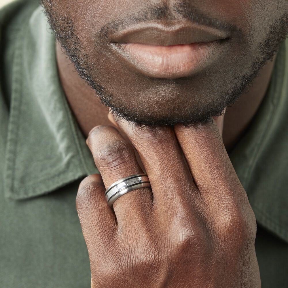 Bague Mollie Acier Blanc - Bagues Homme | Marc Orian