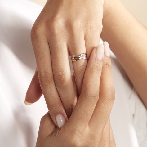 Bague Croisee Or Tricolore Diamant - Bagues Femme | Marc Orian