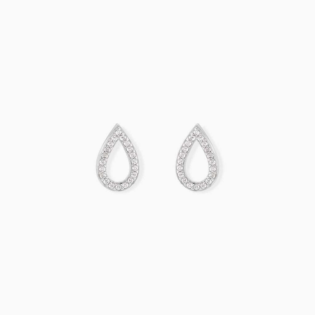 Boucles D'Oreilles Puces Ga&iuml;a Argent Blanc Oxyde De Zirconium - Puces Femme | Marc Orian
