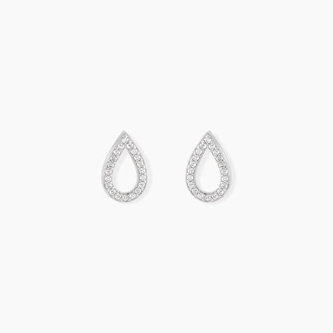 Boucles D'Oreilles Puces Ga&iuml;a Argent Blanc Oxyde De Zirconium - Puces Femme | Marc Orian