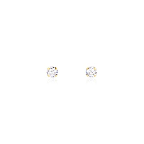 Boucles D'oreilles Puces Pepita Or Jaune Oxyde De Zirconium - Puces Famille | Marc Orian
