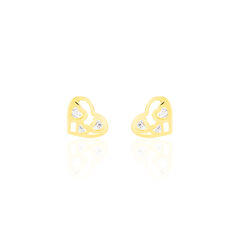 Boucles D'oreilles Puces Daria Cœur Or Jaune Oxyde De Zirconium - Clous d'oreilles Femme | Marc Orian