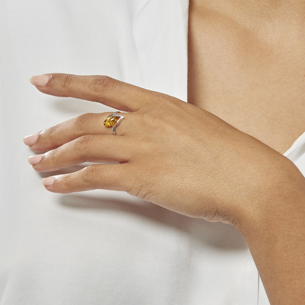Bague Argent Blanc Nailla Ambre - Bagues vintage Femme | Marc Orian