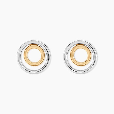 Boucles D'oreilles Pendantes Berangere Double Cercles Or Bicolore - Pendantes Femme | Marc Orian