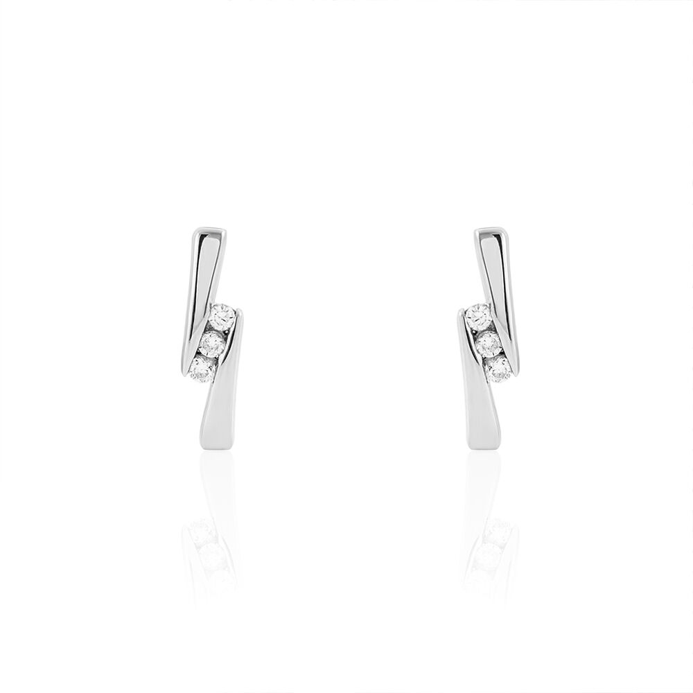 Boucles D'oreilles Puces Galya Or Blanc Diamant -  Femme | Marc Orian