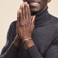 Bracelet Identité Acier Blanc Boules Sebastino œil De Tigre - Gourmettes Homme | Marc Orian