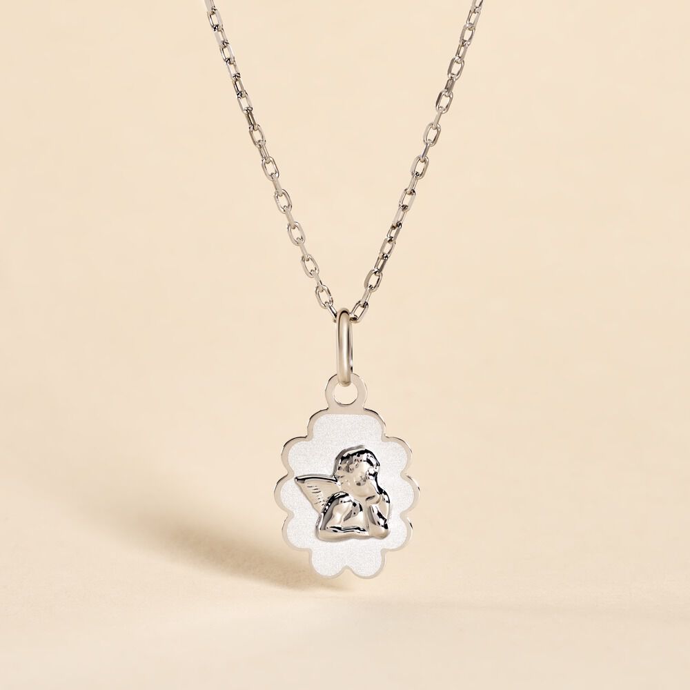 Pendentif Ange Nuage Or Blanc - M&eacute;dailles et m&eacute;daillons Famille | Marc Orian