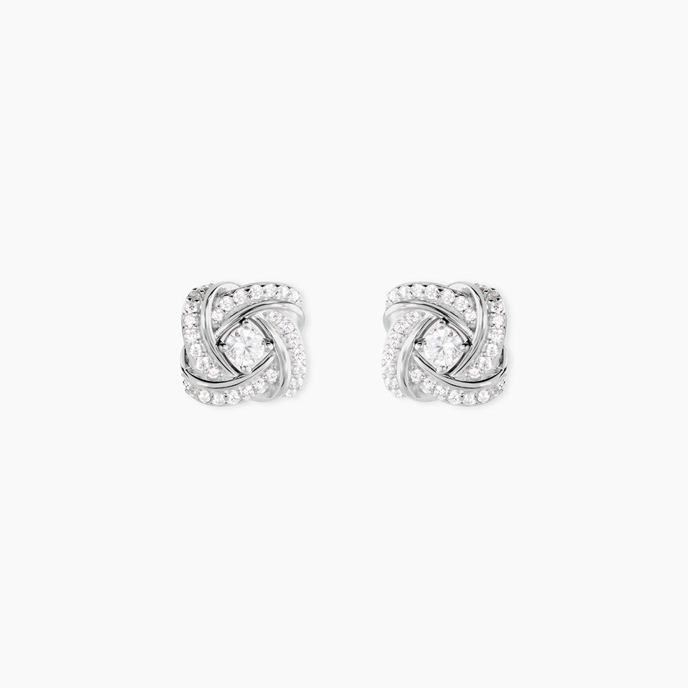 Boucles D'oreilles Puces Anasthase Argent Blanc Oxyde De Zirconium - Pendantes Femme | Marc Orian