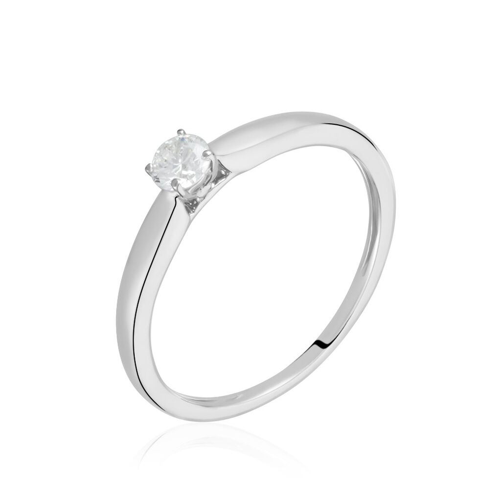 Bague Solitaire Or Blanc Flora Diamant - Solitaires Femme | Marc Orian