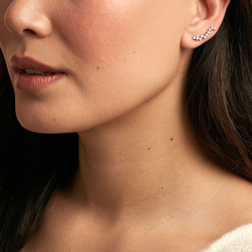 Bijoux D'oreilles Brandi Argent Rhodié Oxyde De Zirconium - Piercings d'oreilles Femme | Marc Orian