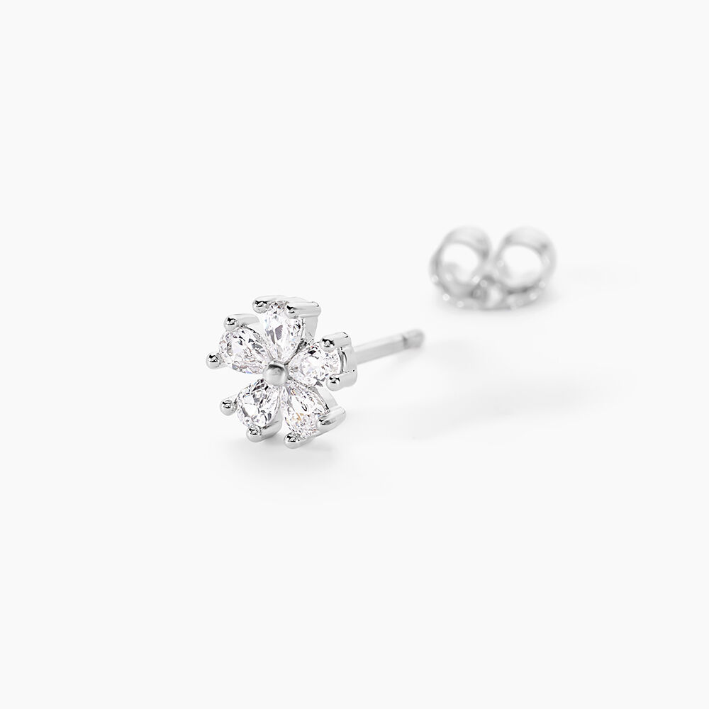 Boucles D'oreilles Puces Gisabel Argent Blanc Oxyde De Zirconium - Puces Femme | Marc Orian