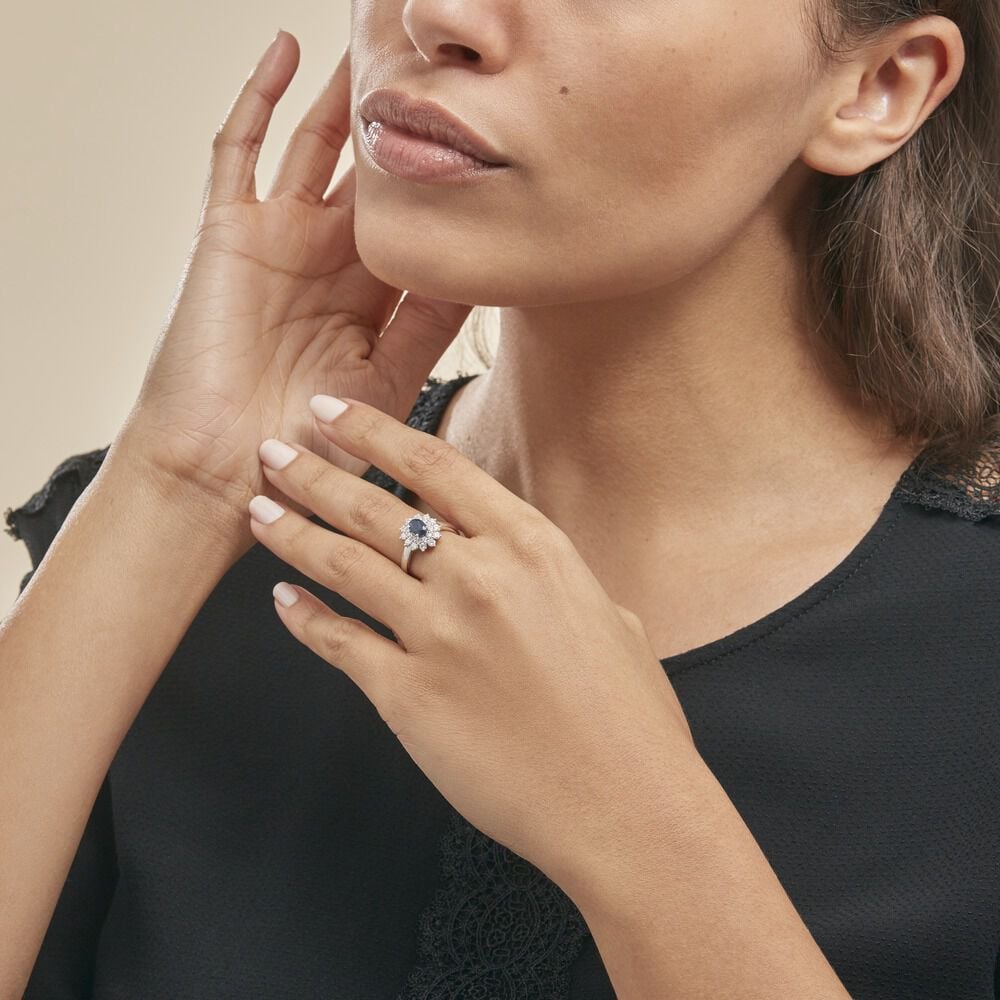 Bague Ivan Or Blanc Saphir Et Diamant - Solitaires Femme | Marc Orian