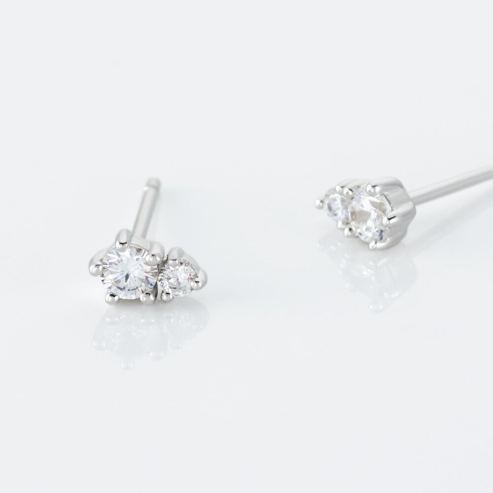 Boucles D'oreilles Puces Almira Argent Blanc Oxyde De Zirconium - Puces Femme | Marc Orian
