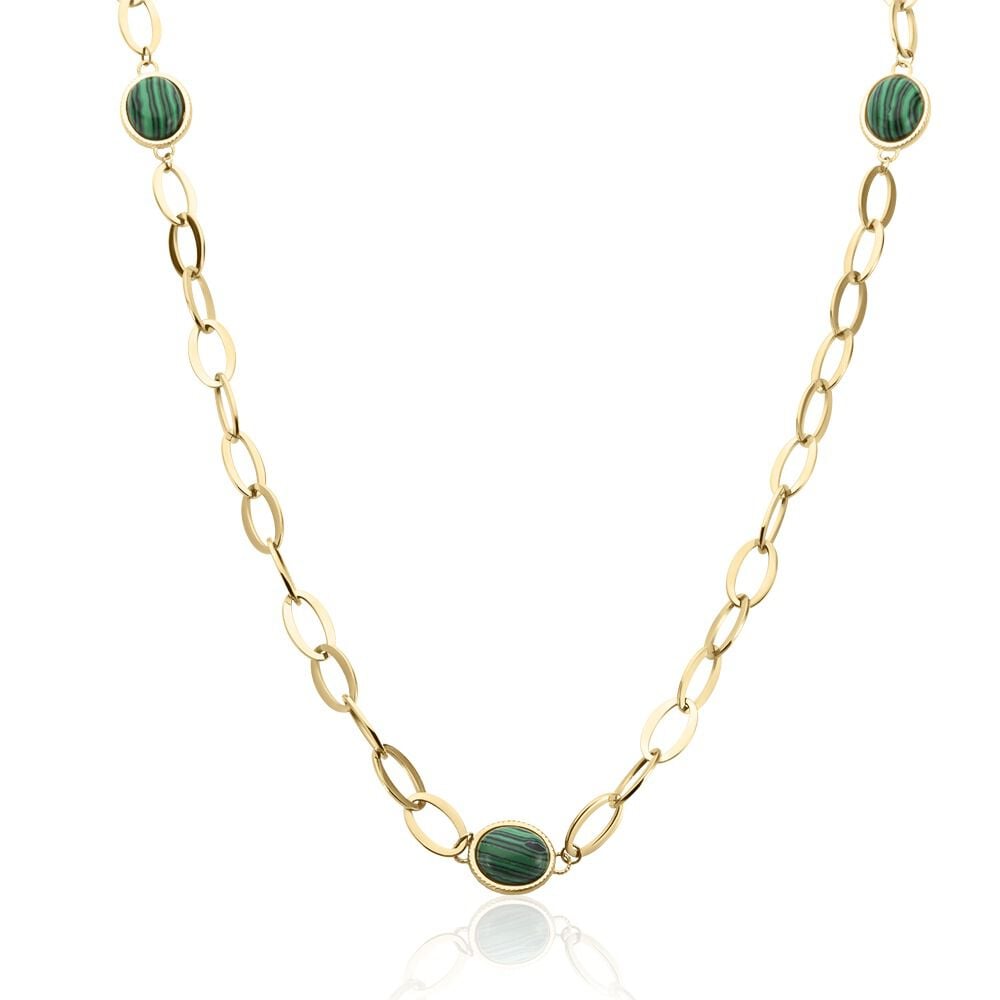 Collier Julyan Acier Doré Malachite - Colliers avec pierres Femme | Marc Orian