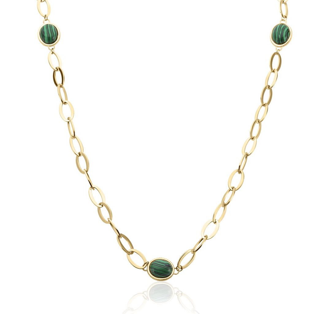Collier Julyan Acier Doré Malachite - Colliers avec pierres Femme | Marc Orian