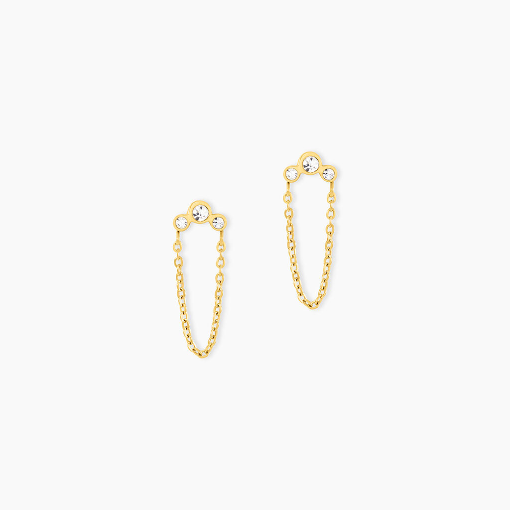 Boucles D'Oreilles Puces Sheima Acier Jaune Cristal - Puces Femme | Marc Orian
