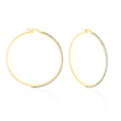 Créoles Tyhana Fil Carre Or Jaune Strass - Boucles d'oreilles Créoles Femme | Marc Orian