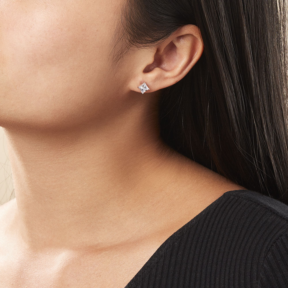 Boucles D'oreilles Puces Argent Blanc Alys Oxyde De Zirconium - Puces Femme | Marc Orian