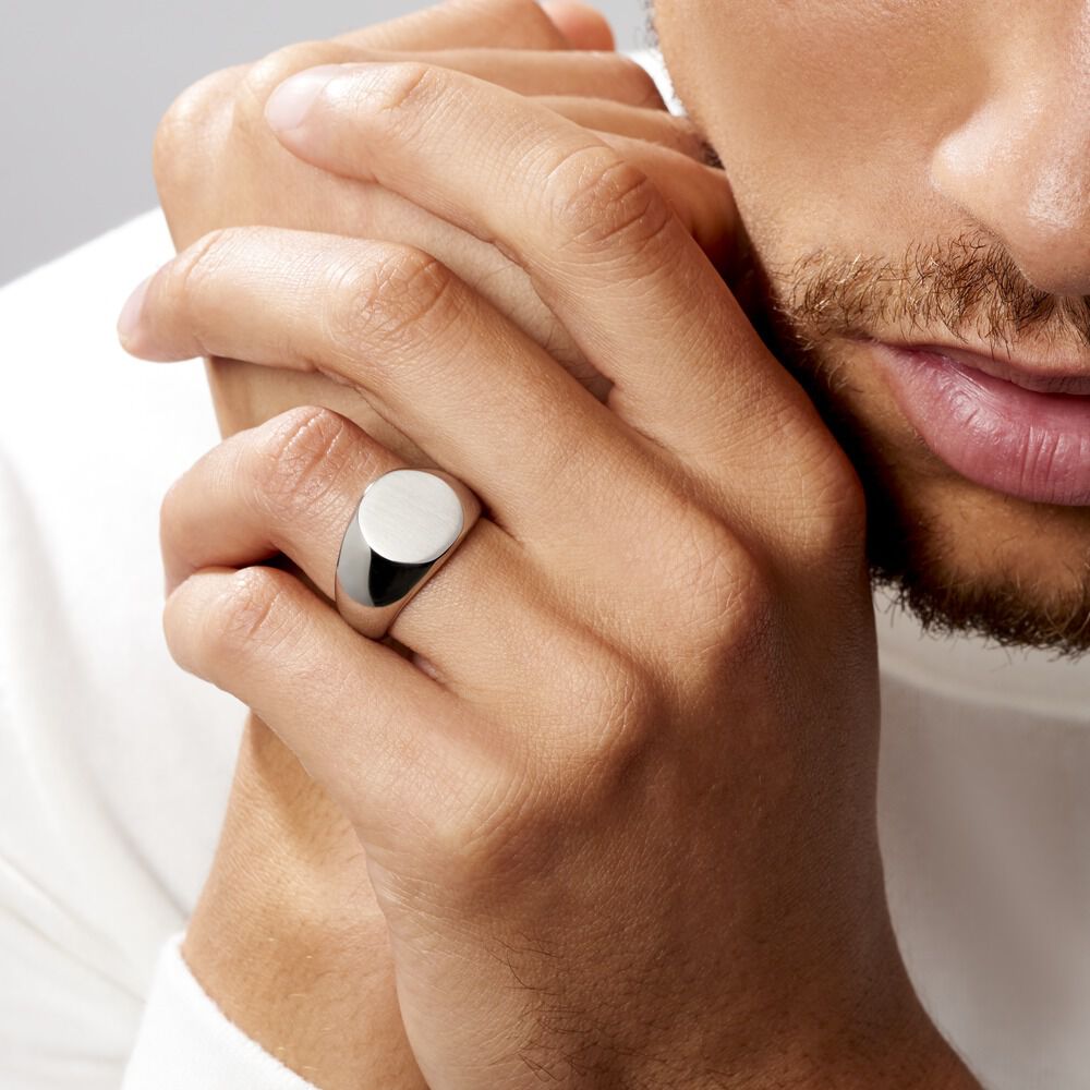 Chevalière Acier Blanc Jerald - Bijoux fantaisie Homme | Marc Orian