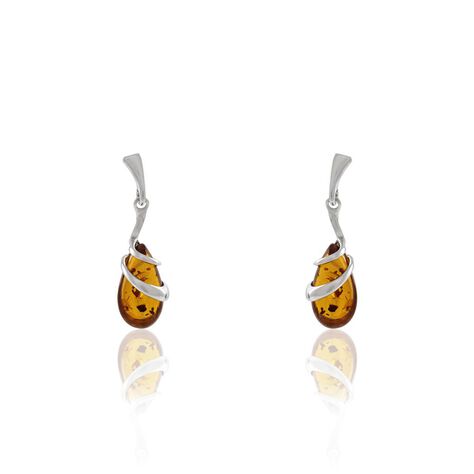 Boucles D'oreilles Pendantes Argent Blanc Melusine Ambre - Pendantes Femme | Marc Orian