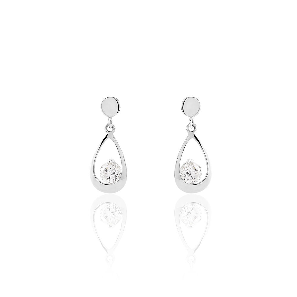 Boucles D'oreilles Pendantes Phaenna Or Blanc Oxyde De Zirconium - Pendantes Femme | Marc Orian