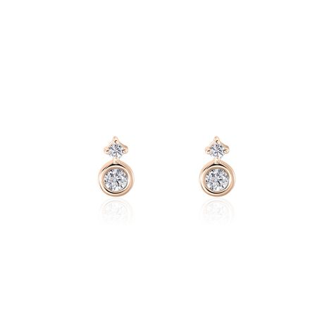 Boucles D'oreilles Puces Argent Rose Dorete Oxydes De Zirconium - Puces Femme | Marc Orian
