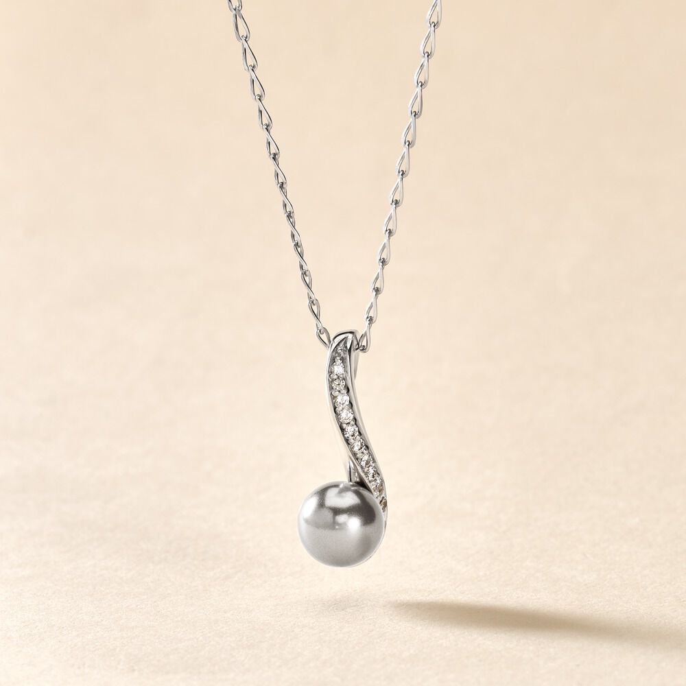 Collier Armance Argent Blanc Perle D'imitation Oxyde - Colliers avec pierres Femme | Marc Orian