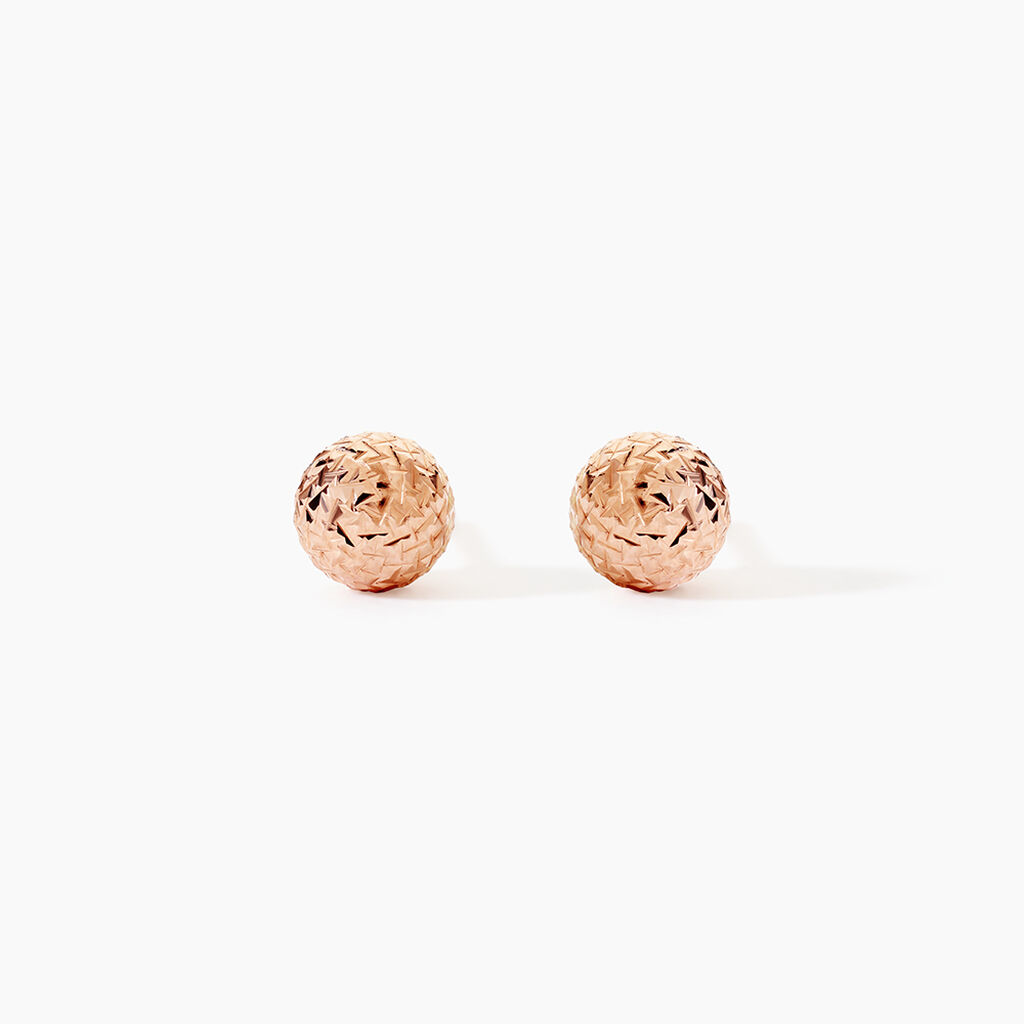 Boucles D'oreilles Puces Fidelia Boule Diamantee Or Rose - Puces Femme | Marc Orian