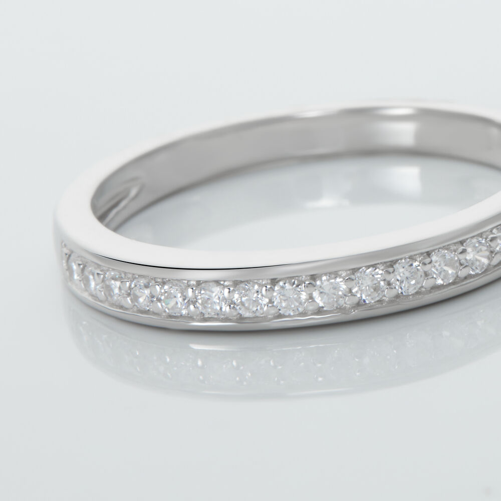 Demi Alliance Heket Argent Blanc Oxyde De Zirconium - Bagues avec pierre Femme | Marc Orian