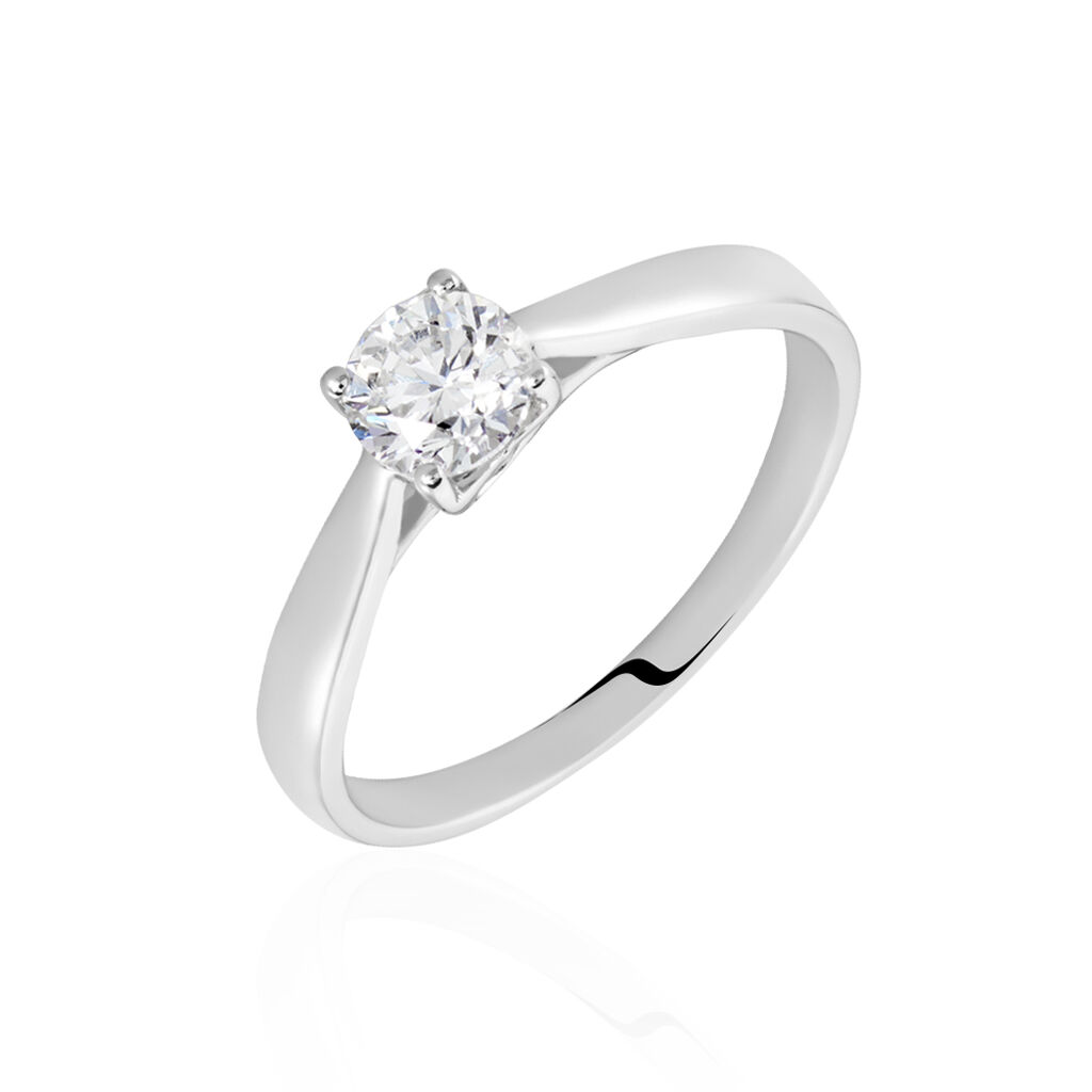 Bague Solitaire Vicoeuria Or Blanc Diamant Synth&eacute;tique - Parures de mariage Femme | Marc Orian